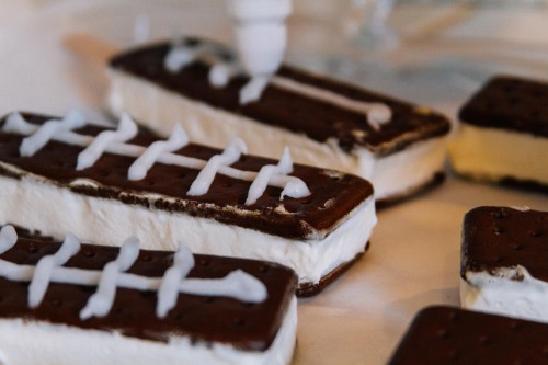 Football laces on the Football Ice Cream Sandwiches
