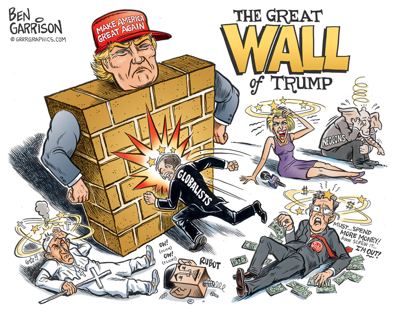 Image result for donald trump and the wall cartoon