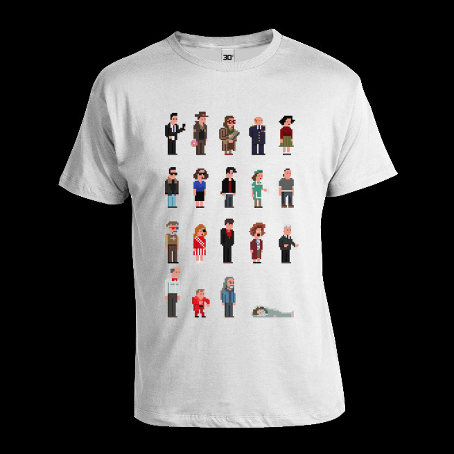 Happy Twin Peaks day!
Use the code WRAPPEDINPLASTIC to get 20% off this pixel tribute T-shirt: http://30squared.bigcartel.com/product/the-owls-are-not-what-they-seem-t-shirt
