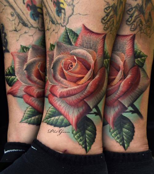 Tattoo tagged with: flower, philgarcia, grey, black, red, blue, rose,  ankle, nature, realistic, tatuaje, tatuajes, orange, medium size, green |  