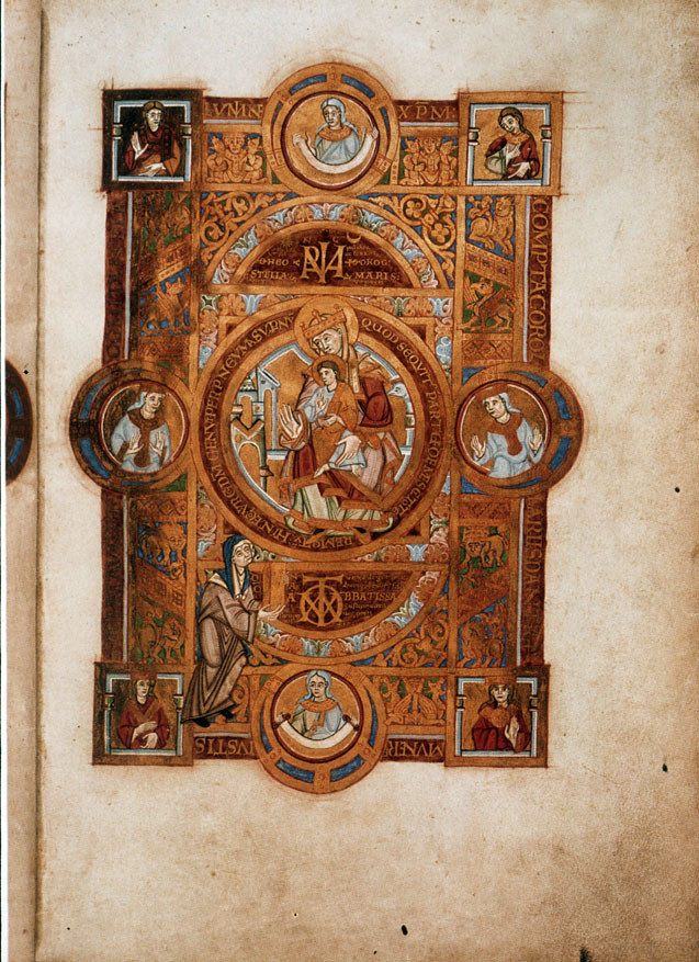 kutxx:
“2.
Abbess Uta dedicating her codex to the Virgin. Uta Codex. (Romanesque period, Regensburg school)
1020, miniature, Staatsbibliothek, Munich, Staatsbibliothek
”