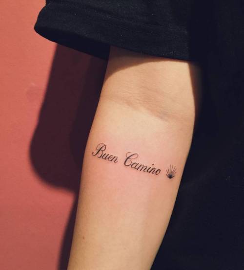 Tattoo tagged with: spain, small, shell, buen camino, spanish tattoo quotes,  tiny, country, travel, little, spanish, forearm, ocean, lettering, quotes,  nando, black, languages 