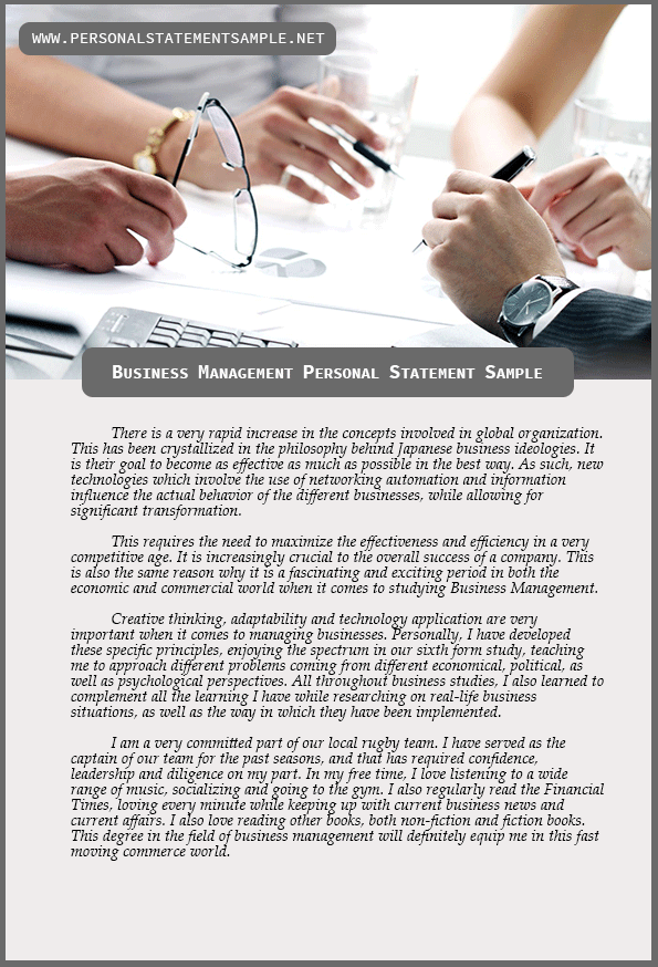 Business personal statement samples