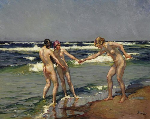 sigilbaumann:
““Drei junge Frauen baden am Strand”
“(Three young women bathing on the beach)
”
Artist: Wilhelm Hempfing (1886-1948)
”