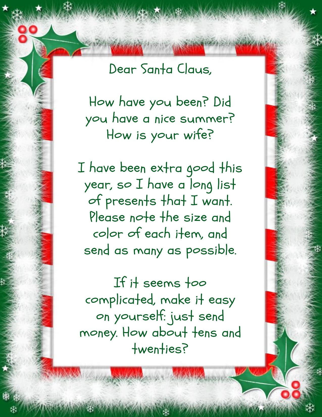 Charlie Brown Christmas Sally Letter To Santa christmas day will ...