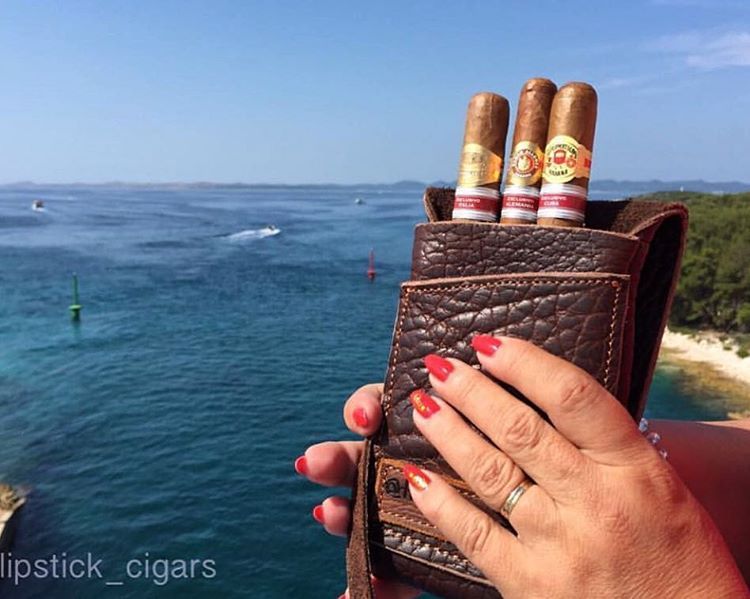 What a great view! And place to burn a few. Showing the Legendary Saxon #OriginalDesign thick premium American Bison leather cigar carrier. Thanks for the pic! #Reposting @lipstick_cigars with @instarepost_app – Today I was with my hubby on a photo...