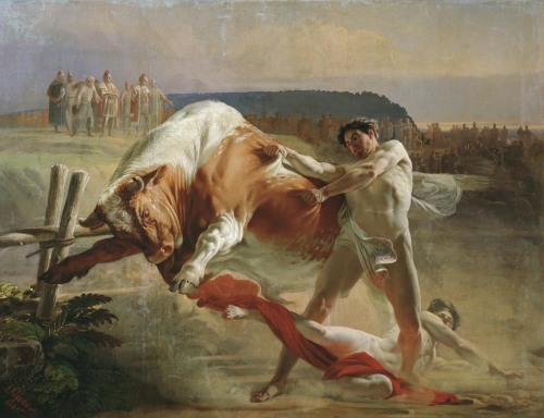 Folk-hero Ian Usmovets Stopping an Angry Bull (1849)
“ Evgraf Semenovich Sorokin (1821 – 1892) was a Russian artist and teacher, a master of historical, religious and genre paintings
”
