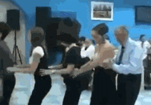 Awkward guy do the penguin dance :D