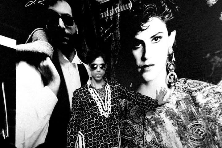 starrystillness: “Prince in front of a Parade era mural showing Bobby Z and Wendy, ”