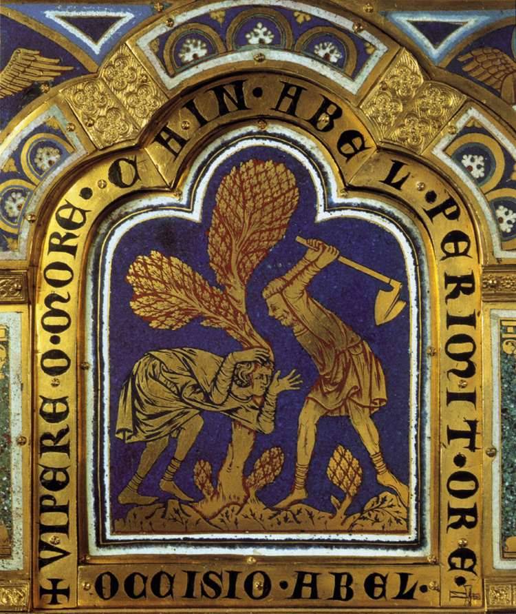 kutxx:
“2.
Nicholas of Verdun (Nikolaus von Verdun)
The Killing of Abel. The Verdun Altar (detail)
1181, gilt copper, embedded enamel, Augustiner Chorherrenstift, Klosterneuburg
”