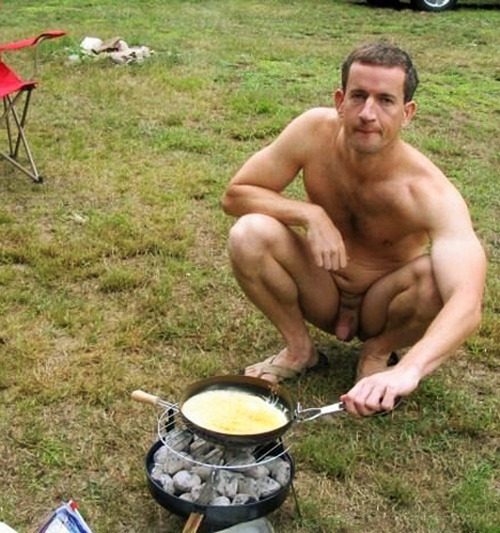 Cool outside cooking nude.