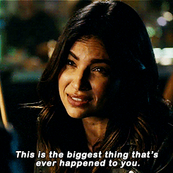 Maggie Sawyer from Supergirl shaking her head and telling an off-screen Alex Danvers about coming out that "This is the biggest thing that's ever happened to you."