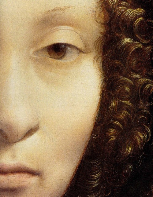 welovepaintings:
“ Leonardo da Vinci (Italian, 1452-1519)
Ginevra de’Benci (Detail)
ca. 1474-78
Oil on panel
___
Ginevra de’ Benci was one of the most gifted intellectuals of her time. Historians generally consider the portrait was commissioned to...