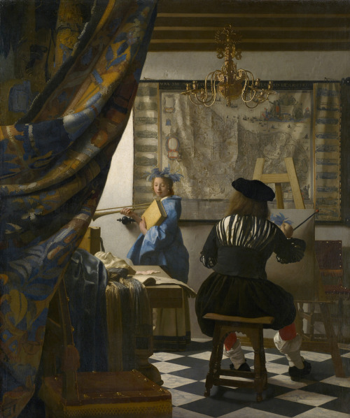 Ressam : Johannes Vermeer (1632-1675)
Resim : The Allegory of Painting - The Art of Painting (1668)
Nerede : Kunsthistorisches Museum, Vienna, Avusturya
Boyutu : 120 cm x 100 cm
Vermeer'in, Delft şehrinde ressamlar kurulunda yöneticilik yaptığından...
