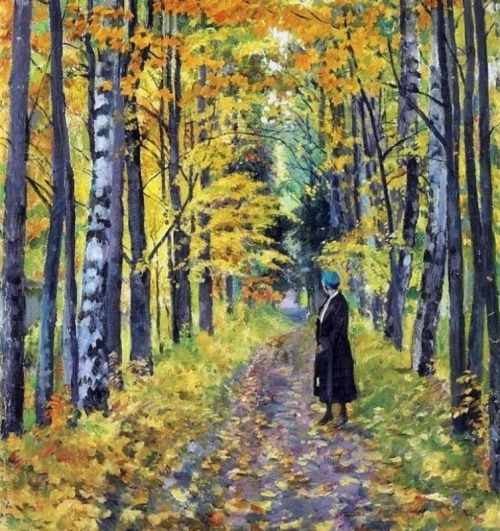 huariqueje:
“  A walk through the woods in autumn - Sergei Vinogradov
Russian, 1869-1938
oil on canvas , 30 x 26½ in. (76.2 x 67.3 cm.)
”