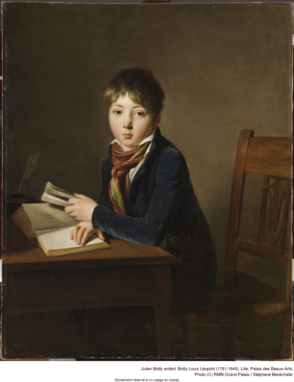 Julien Boilly, enfant. Louis Léopold Boilly (French,1761-1845). Oil on canvas. Lille, Palais des Beaux-Arts.
Boilly’s son Julien, here reading as a child, was later a painter himself. He noted that his father had worked in two distinct manners; the...
