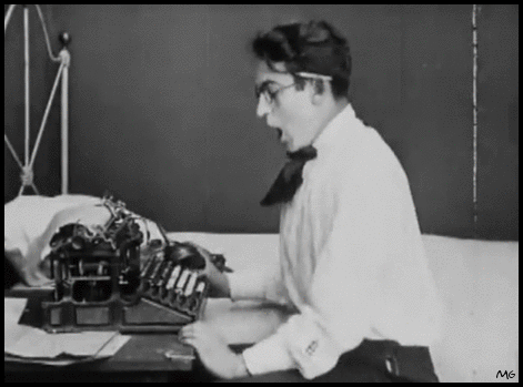 fyeah-haroldlloyd:
“ “ Harold dusts off his typewriter - “Bumping Into Broadway” 1919)
” ”