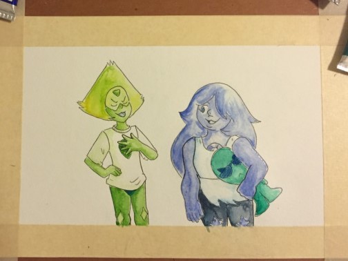 Inktober 26: early birthday present for @swordtheguy. Some Amedot. Peridot is congratulating herself for coming up with the very successful idea of returning to Funland now that she is aware of how it...