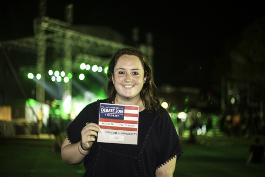 Longwood student Taylor Hogg was one of the 100 (and one more, thanks to President Reveley) students to win a ticket to the Vice Presidential Debate. - Photo by Lauren Aktug