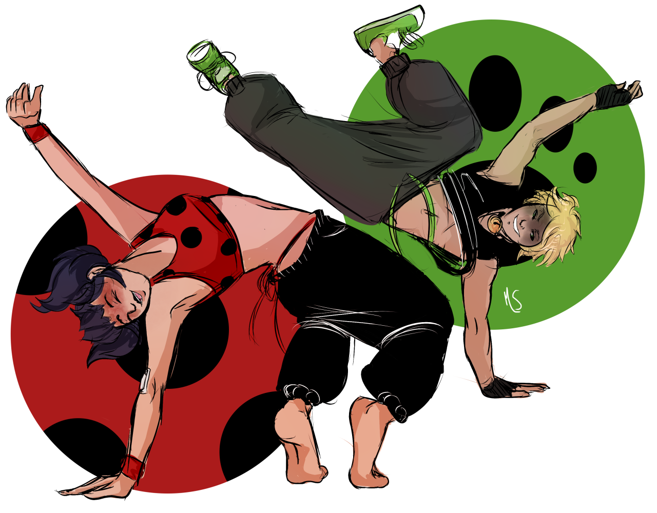 will i ever stop drawing miraculous aus? nah.
really liking @starrycove‘s breakdancing au tbh.