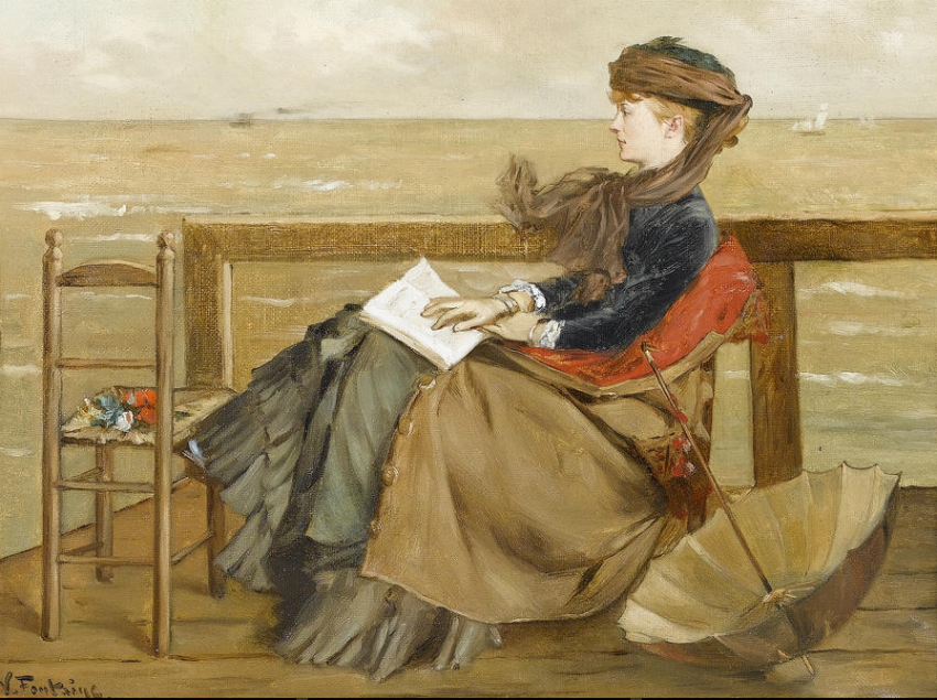 By the sea. Victor Fontaine (Belgian, 1837-1884). Oil on canvas.
“Look at that sea, girls–all silver and shadow and vision of things not seen. We couldn’t enjoy its loveliness any more if we had millions of dollars and ropes of diamonds.” ― L.M....