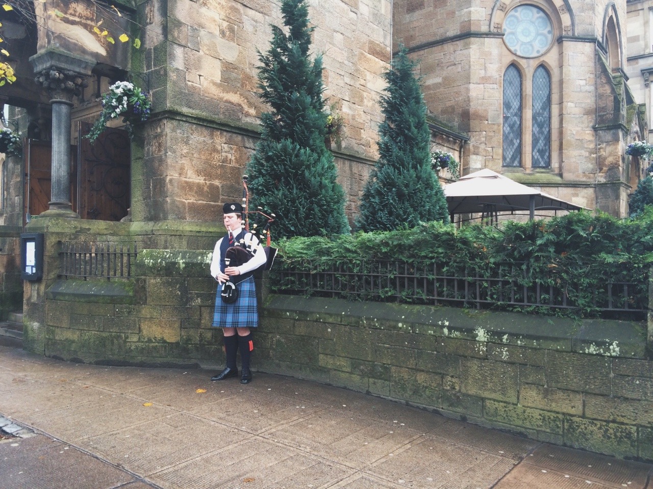 You're not really in Scotland until you see a Scottish man wearing a kilt playing the bagpipes
