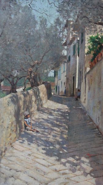 huariqueje:
“ Strada alla Capponcina (Street to Capponcina) - Telemaco Signorini , 1880-82
Italian , 1835-1901
Oil on card, 29 x 16,3 cm,
”